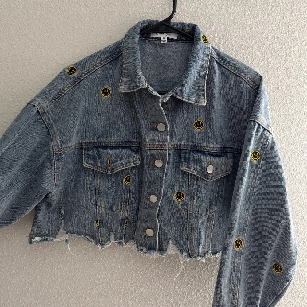 Denim Jacket with Smiley Patches - Picture 4 of 13